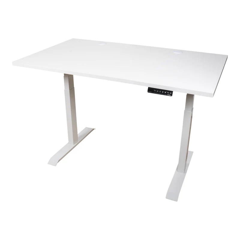 STIER Elektrisch höhenverstellbarer Schreibtisch TSR 120x80cm weiß/weiß mit