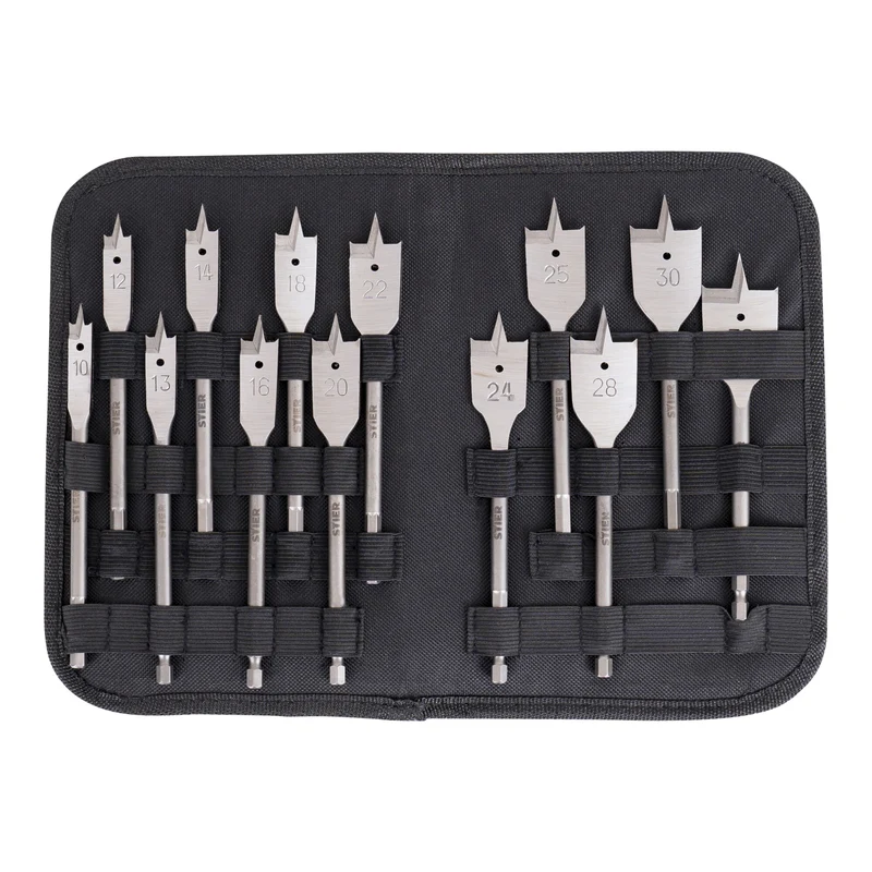 STIER Flachfräsbohrer 13-teiliges Set 10 - 32 mm 1/4 Zoll griffbereit in